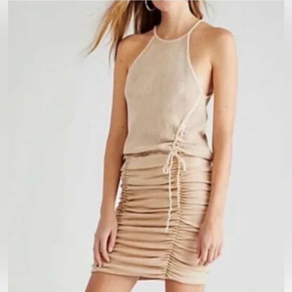 NWT Free People FP One Katya Thermal Mini Bodycon Dress Sand size small